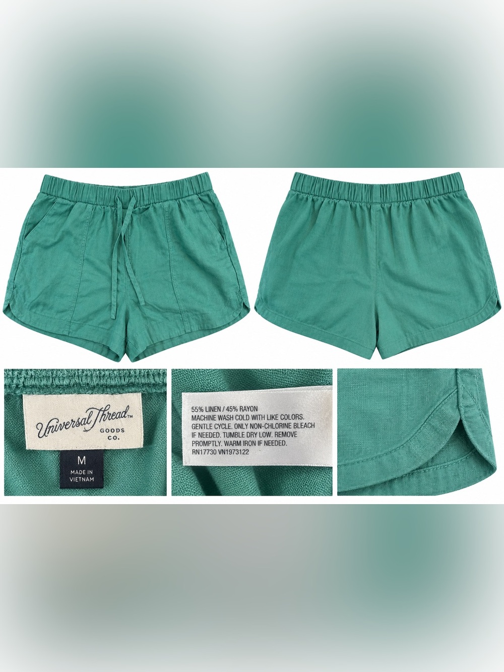 Universal Thread Teal High-Rise Linen-Blend Shorts